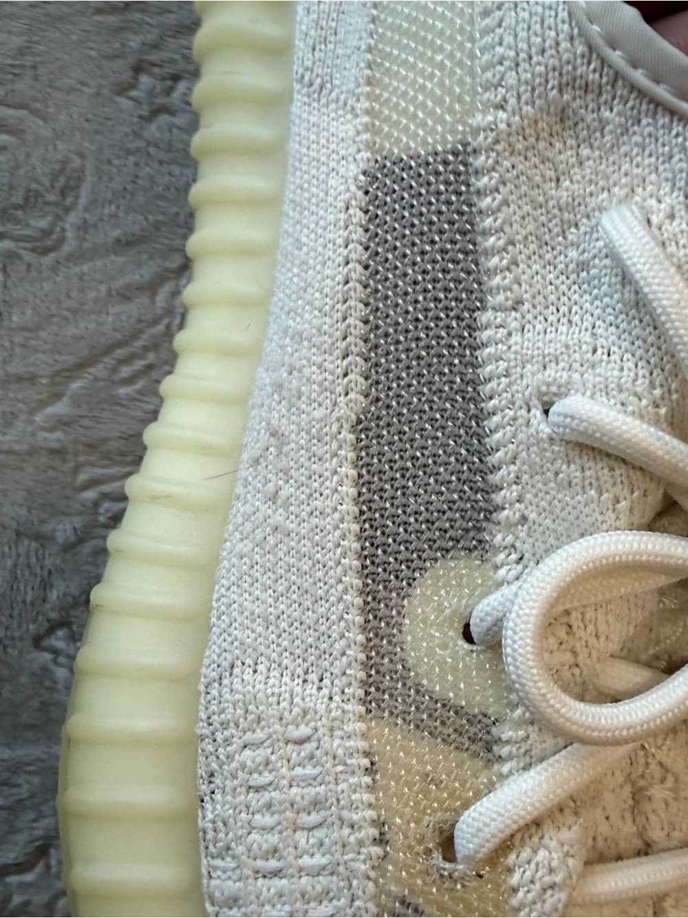 Yeezy Boost Kids White Knit Sneakers with Yellow Sole